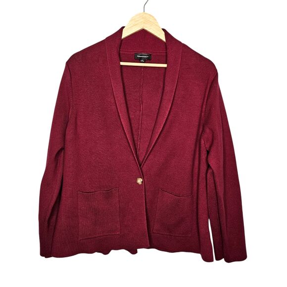 SUMMERSALT Ribbed Sweater Blazer Jacket Pinot Red Womens Large 1XL Single Button - Picture 2 of 9
